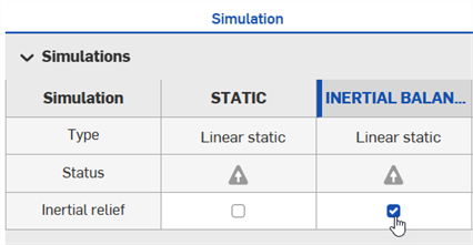 Selecting the Inertial relief checkbox