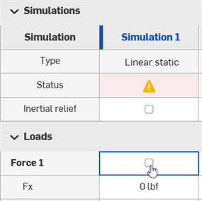Désactiver les forces pour une simulation dans le tableau