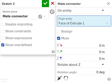 Mate connectors dialog