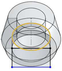 Exemple de projection d'une arête d'une pièce dans une autre esquisse