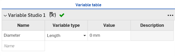 Variable table