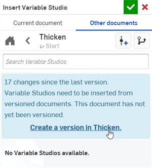 Insert Variable Studio from other documents