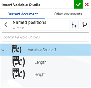 Insert Variable Studio dialog