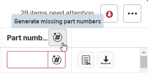 Generating missing part numbers