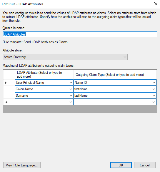 Finestra di dialogo Modifica regola