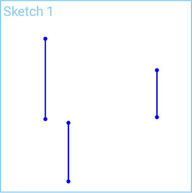 Esempio di strumento di vincolo verticale in uso, dopo che le tre linee sono state rese verticali