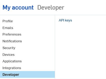 My Account: Developer