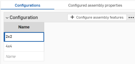 Configurazioni dati nomi