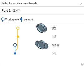 Esempio di selezione di un'area di lavoro da modificare