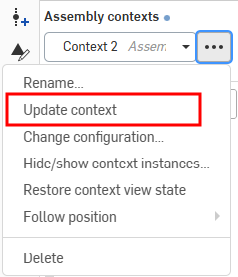 Opzione Aggiorna menu contestuale
