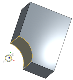 Example of how on cylindrical faces, inference points appear on the axis of the cylindrical and partial cylindrical face