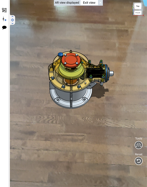 Vista AR di un modello dopo il suo posizionamento