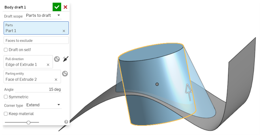 esempio di bozza del corpo con geometria semplice