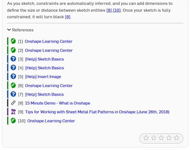 Reference list in the AI Advisor