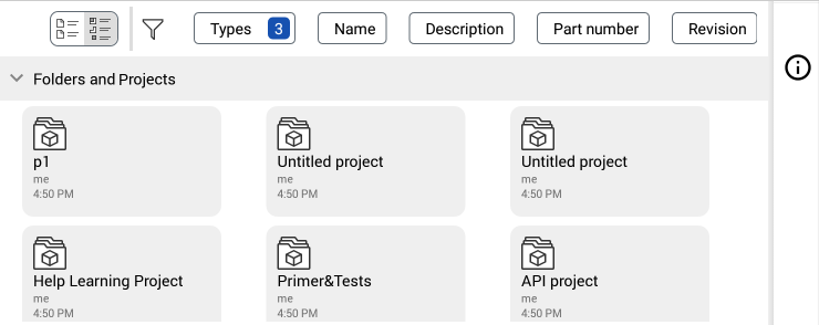 Visualizzazione elenco: elenco di cartelle e progetti sul dispositivo Android