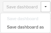 Schermata delle opzioni a discesa di Salva dashboard nella pagina Analisi dei dati dell’account