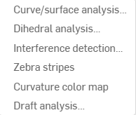 Schermata del menu contestuale Mostra strumenti di analisi