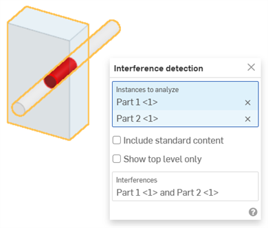 Esempio dell'opzione di visualizzazione di Rilevamento interferenze