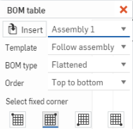 Inserimento di una tabella BOM