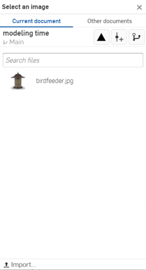 Selezione di un'immagine da inserire nel documento corrente