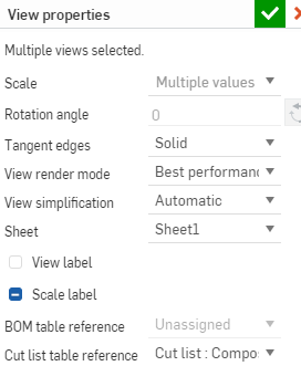 Showing multiple views selected in the View properties dialog