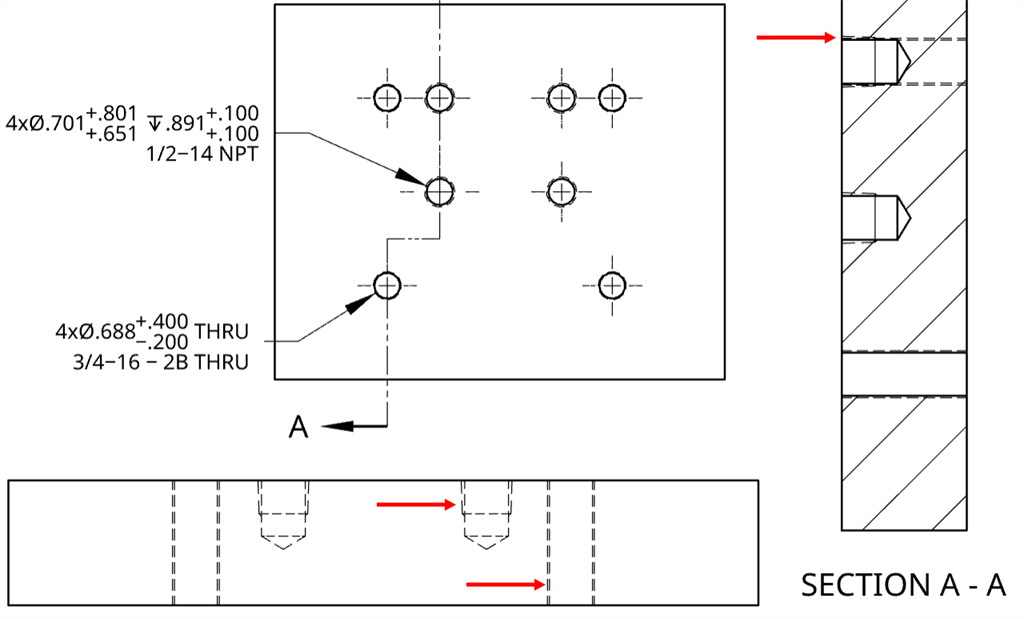 Esempio di disegno ANSI con thread