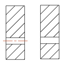 Esempio di linee di mezzeria mostrate e linee di mezzeria nascoste