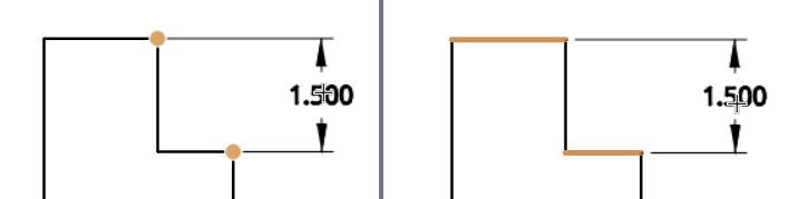 Esempio di punto di snap con uso delle dimensioni