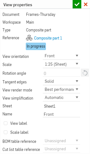 View Properties dialog