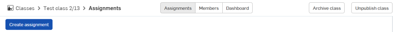Intestazione della pagina Classi e compiti