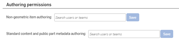 Sezione delle autorizzazioni di authoring della pagina delle preferenze delle impostazioni aziendali.