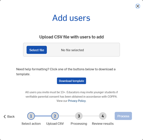 Adding users via CSV file
