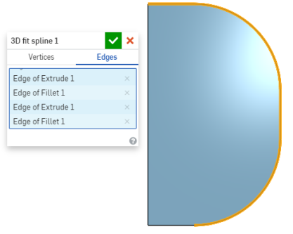 Esempio di spline che utilizzano bordi