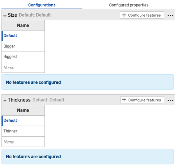 Dati di configurazione incollati in un nuovo Part Studio