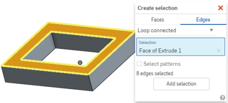 Esempio di selezione di una faccia tramite funzione Loop/catena