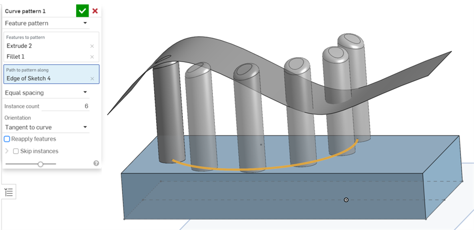 esempio di Etrude alla successiva funzione Extrude without Reapply selezionata