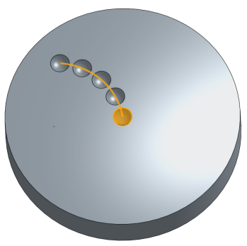 esempio di una faccia ripetuta lungo uno schizzo 5 volte per rimuovere materiale dal materiale esistente