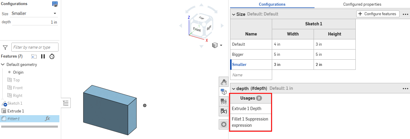 Utilizzo del dato di configurazione della variabile di configurazione visualizzato nel pannello Configurazione