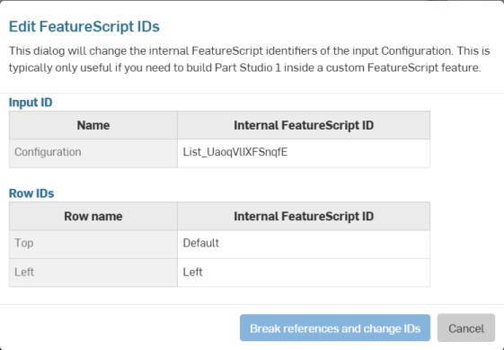 Modifica gli ID FeatureScript