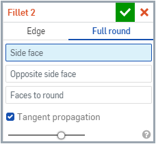 Finestra di dialogo Raccordo con Completo selezionato