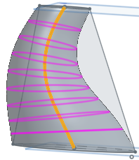 Esempio con spline selezionata come percorso e numero di sezioni uguale a 10