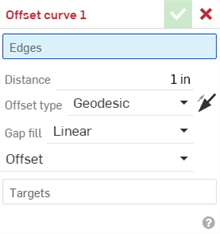 Finestra di dialogo curva offset