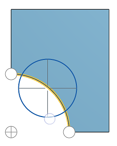 Showng the default Mate connector inference points on a partial cylindrical edge while hovering