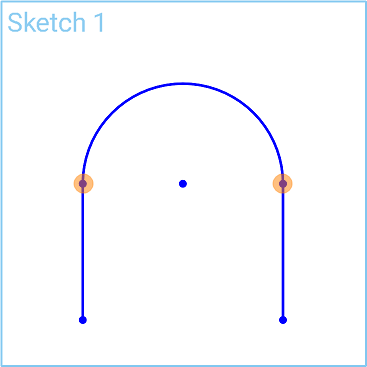 Esempio di strumento Arco tangente in uso