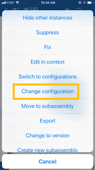 Menu Istanze con Cambia configurazioni cerchiato in arancione