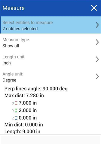 Finestra di dialogo dello strumento Android Measure