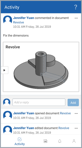 Esempio di visualizzazione e risposta ai commenti