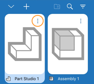 Icona utilizzata per creare, rinominare, duplicare ed eliminare un Part Studio cerchiata in arancione