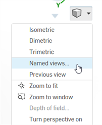 Selezione di viste con nome dal menu degli strumenti di visualizzazione
