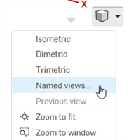 Selezione di viste con nome dal menu degli strumenti di visualizzazione